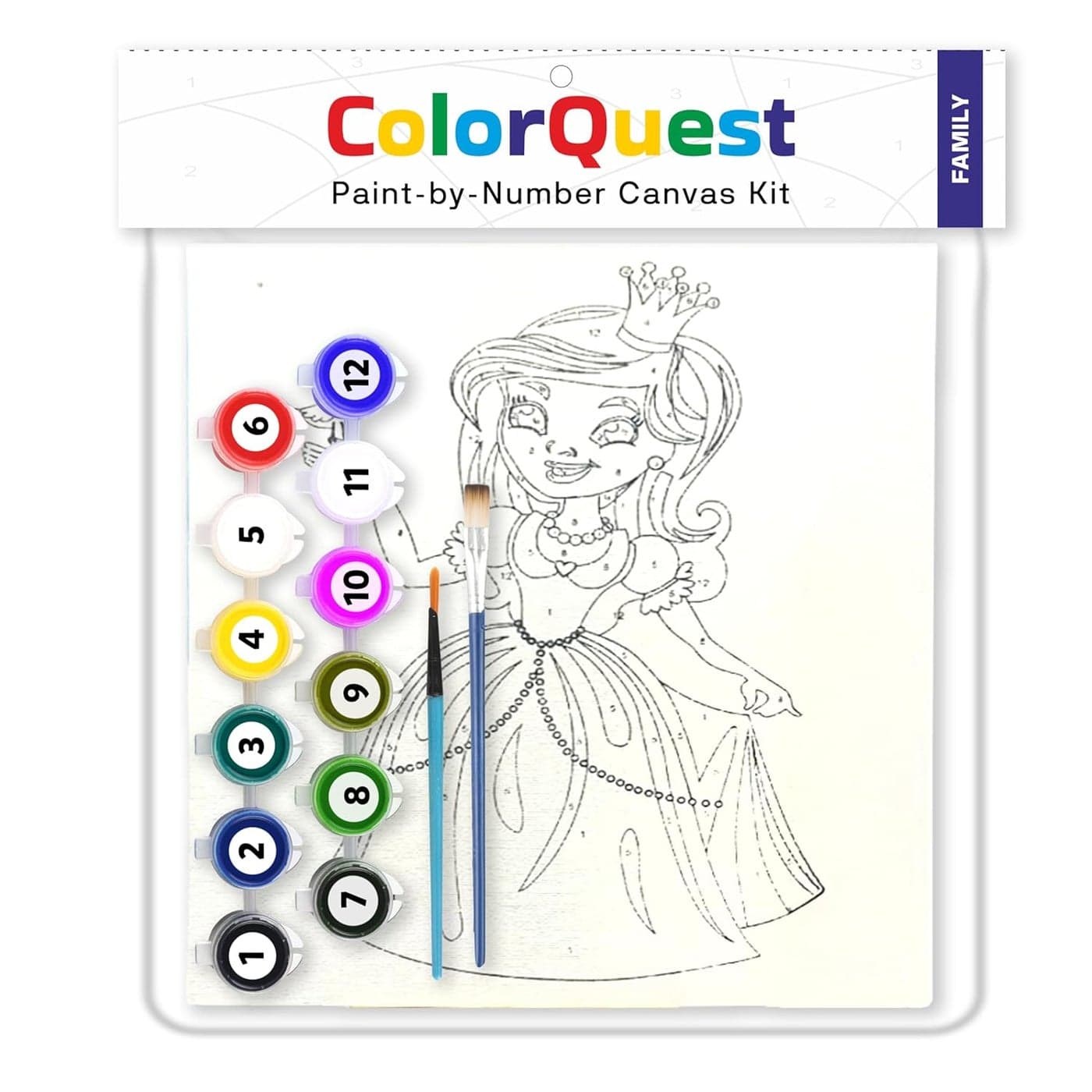 Artiggle ColorQuest Paint by Number Canvas Painting kit Canvas Board Pack of 3 2 Paint Brush 12 Paint 36ml Wooden Easel Paint by Numbers