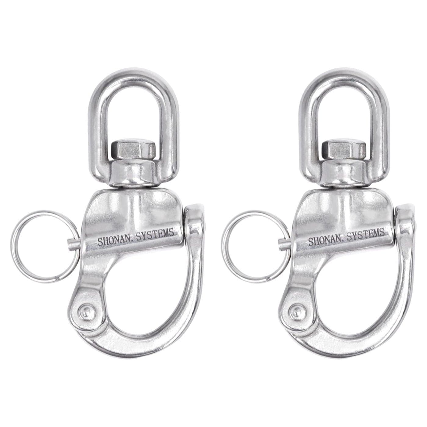 SHONAN 3.5" Quick Release Snap Shackle, 2 Pack Large Marine Quick Release Clips Swivel Eye Snap Shackles, Stainless Steel Sailing Shackles Rigging Clips for Sailboat Halyard