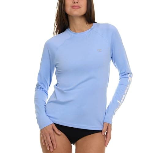 Champion Rash Guard for Women, Womens Rash Guard Long Sleeve Shirts, Rashguard Swim Shirt Women UPF 50+ SPF & UV Protection Light Blue