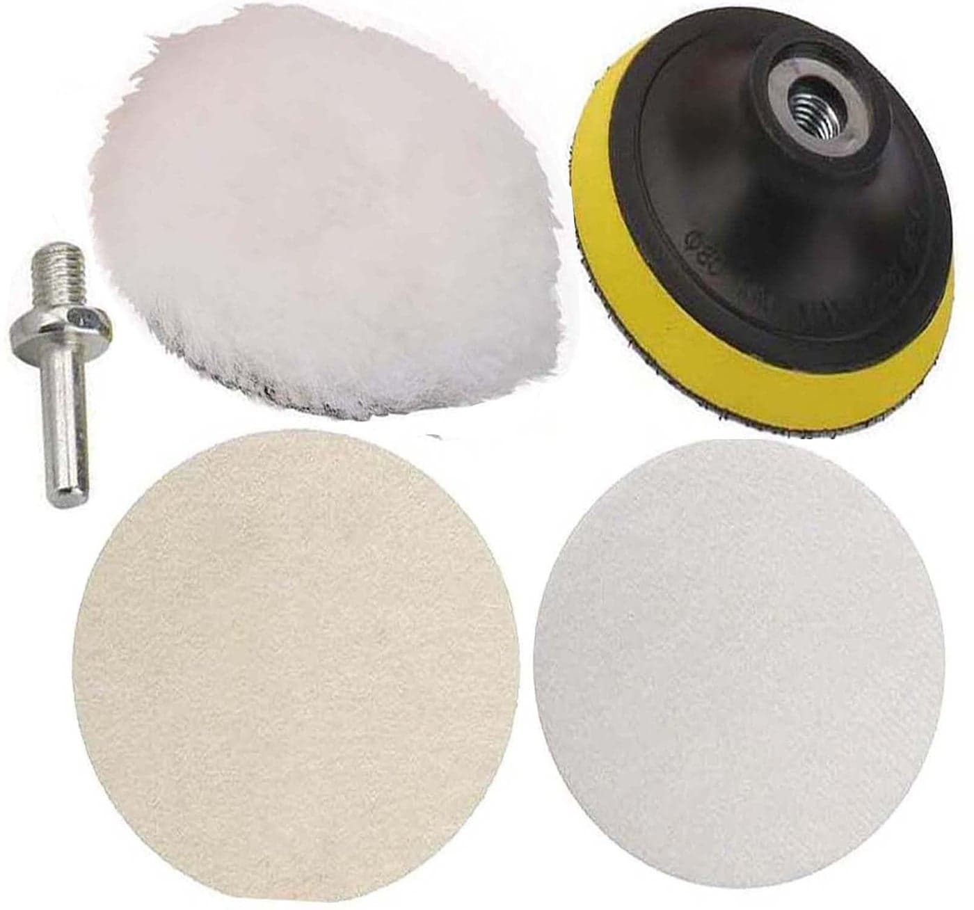 DIY Crafts 1 Kit, 6"inch Felt+Wool+Backer Pad+M10/14, Polishing Felt Pad Wool Pads Woolen Polishing Waxing Buffing Pads Kit Auto Car with M10/14 U (1 Kit, 6"inch Felt+Wool+Backer Pad+M10/14)
