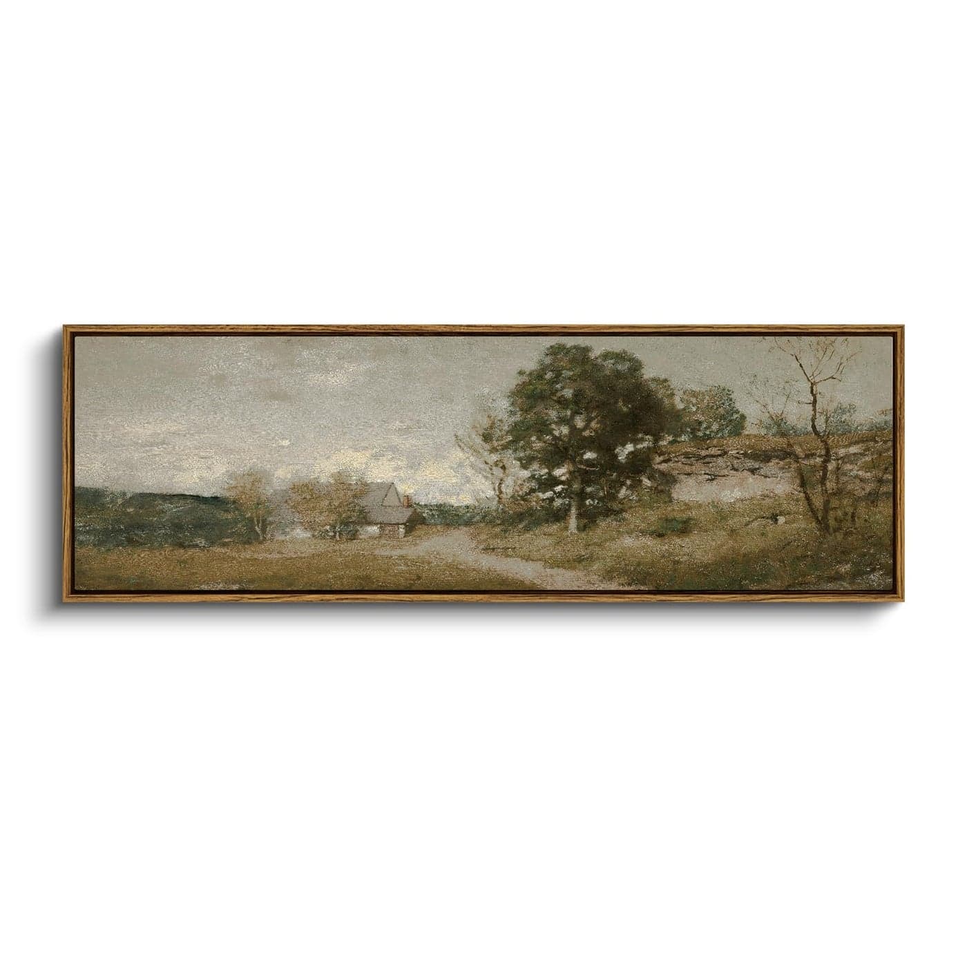 InSimSea Extra Large Framed Vintage Wall Art Living Room Country Farmhouse Decor Retro Road Landscape Paintings Canvas Prints Rustic Scenery Long Pictures for Bedroom Above of Bed12x36inch