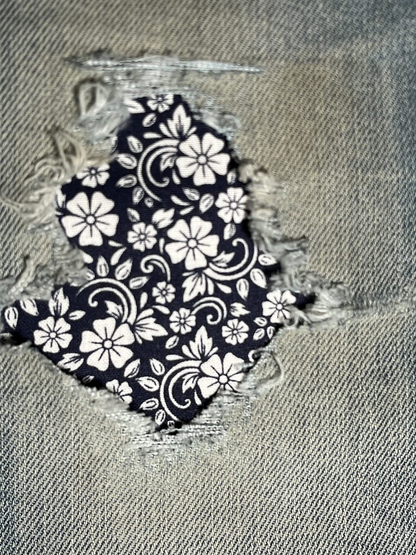 Petite Denim Blue Floral PeekABoo Iron ON Patches by HoleyPatches in Assorted Sizes 25 x 5