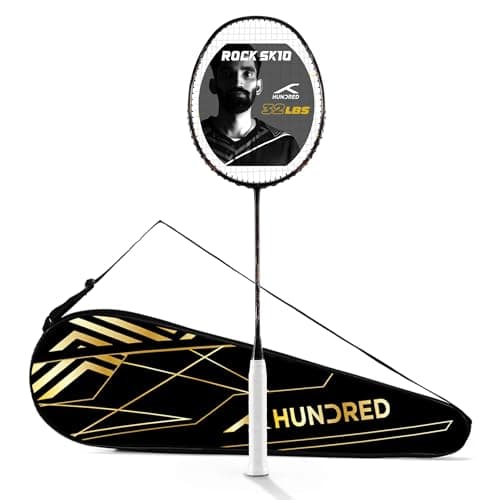 Hundred Rock SK 10 Strung Badminton Racket with Full Cover | 5U |Black