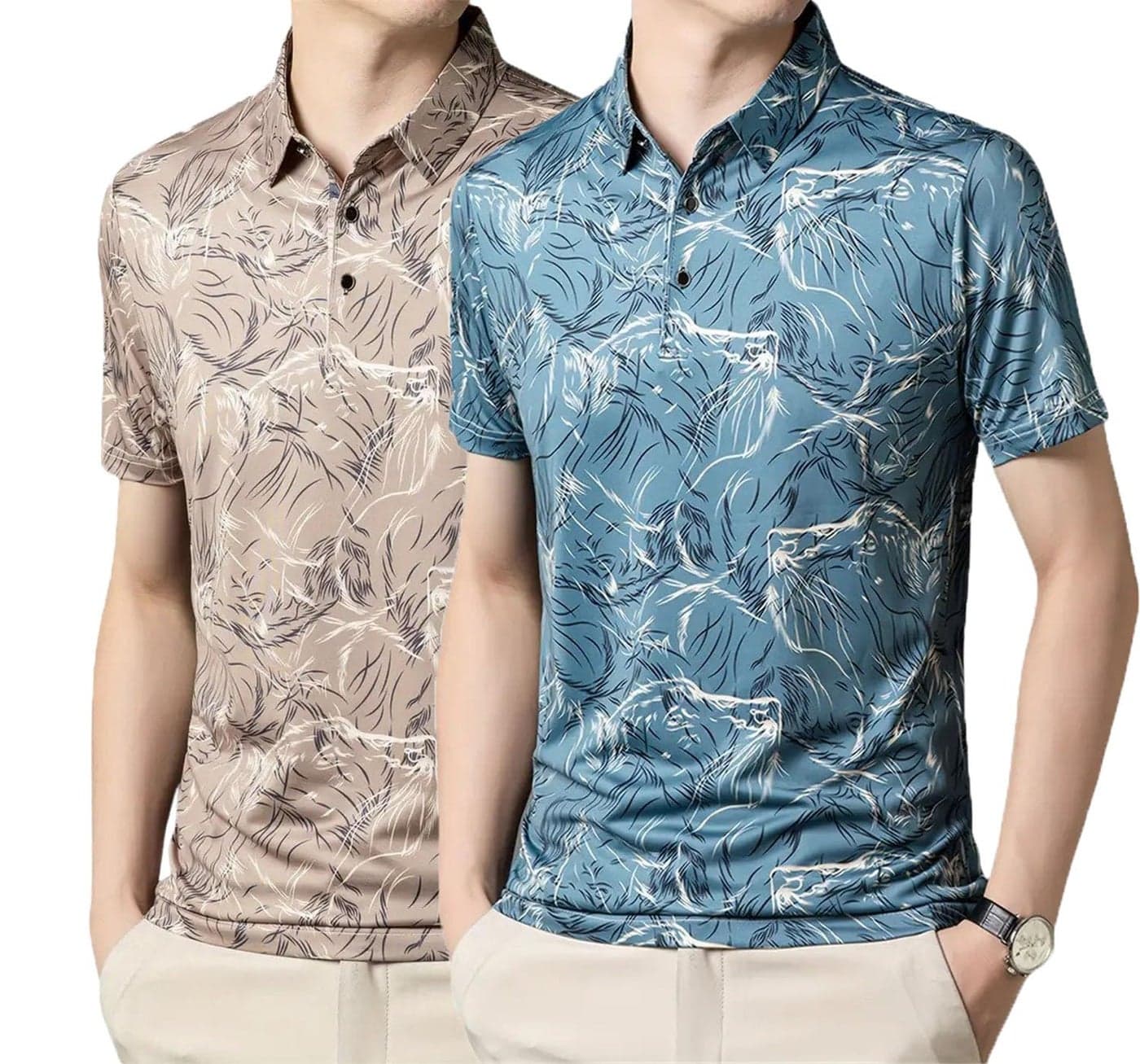 Lymio Polo T Shirt for Men || Men Casual T-Shirt || Polo Available in Combo Pack of 2 (Polo-75-76-Chiku-Blue-2XL)