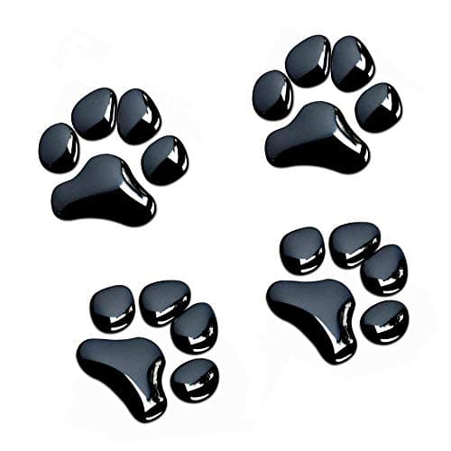LZLRUN 4PCS Black 3D Chrome Dog Paw Footprint Sticker Decal Auto Car Emblem Decal Decoration