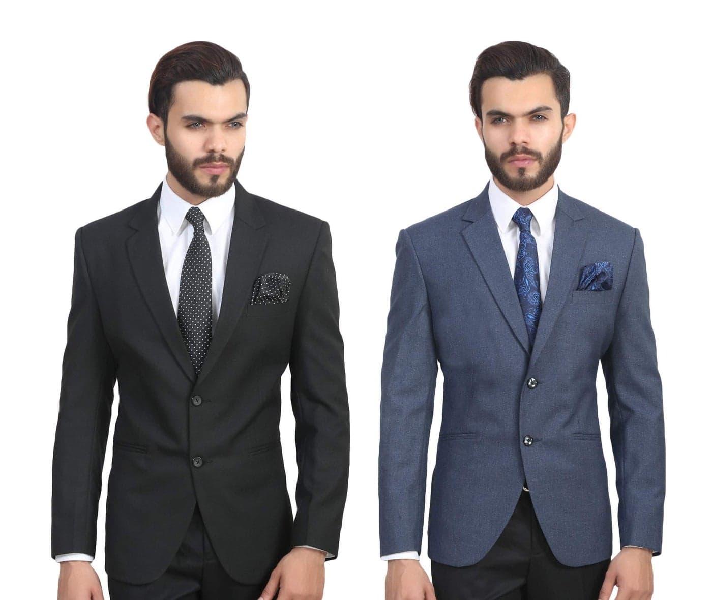 MANQ Men's Slim Fit Single Breasted Blazer (MCB-212MBLUE-40_Black & Blue_40)