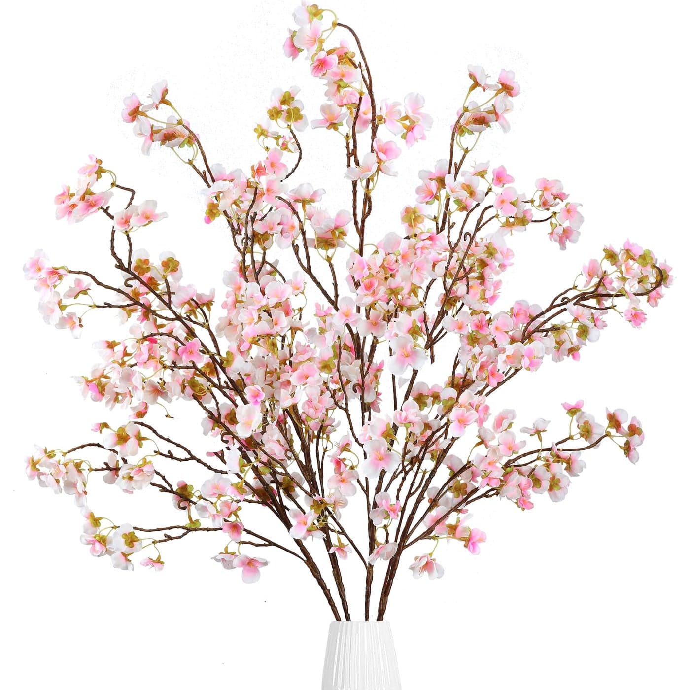Sggvecsy Artificial Cherry Blossom Flowers 4 Pcs Faux Cherry Blossom Stems Faux Silk Cherry Blossom Branches 41 Fake Flowers Long Stems for Vase Arrangements Home Wedding Table Decor Pink