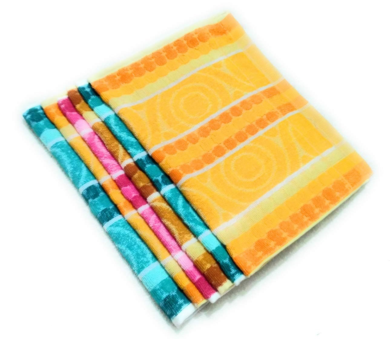 Cotton Colors 300 GSM 6 Piece Cotton Hand Towel Set - Multicolor_D22