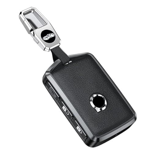 ontto Leather Key Fob Cover with Keychain Stylish Key Case Full Protection Fit for Volvo XC90 S90 XC60 2018 2019 Black