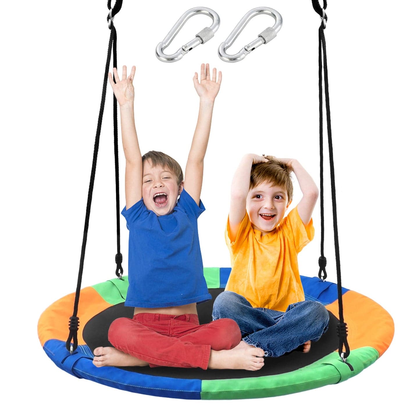 Saucer Tree Swing Seat for Kids 40 Inch Outdoor Round Tree Swing for Children Heavy Duty Safe Durable Easy Install for Backyard Multicolor