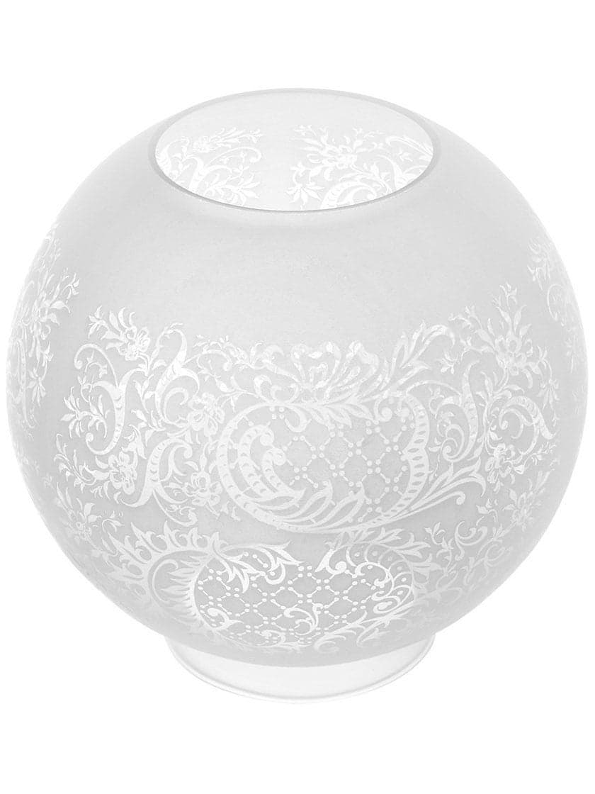 BP Lamp 8 Ball Style Gas Shade With Etched And Clear Filigree Design