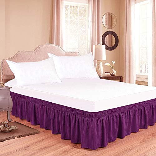 Purple Bed Skirt Wrap Around 600 Microfiber with Easy Fit with 15 Inch Tailored Drop Shrinkage and Fade Resistant with Microfiber 15 Bed Skirt Double Bed 48 x 72