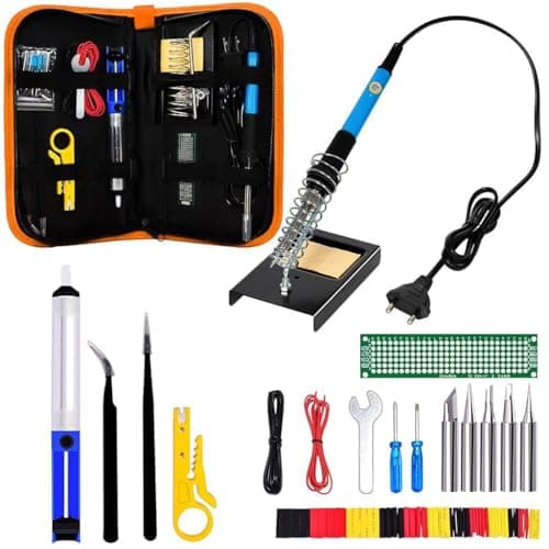 Serplex® Electric Soldering Kit, 60W High-Performance Solder Iron With 5 Diverse Tips & Adjustable Temperature, Fast Heating, Durable Silicon Grip For Electronics, DIY Crafts & Jewelry Repairs