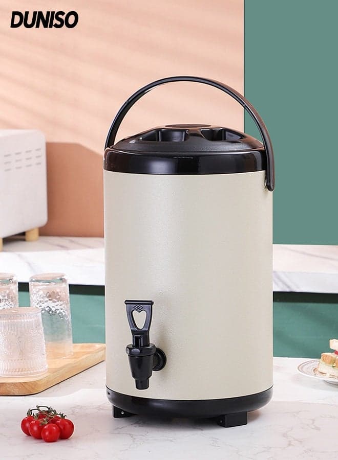 Stainless Steel Beverage Dispenser,Insulated Tea Bucket, Hot and Cold Drink Container for for Party, Buffet, Picnic,Catering & Home Use, 6 L