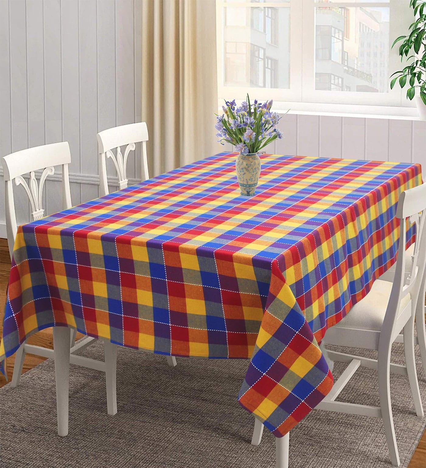 Airwill, 100% Cotton Self Designed 4 Seater Table Cloth, Pack of 1 pc.