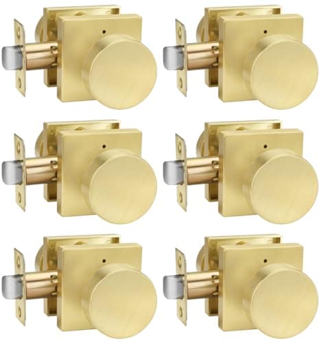 goldenwarm Privacy Gold Interior Door Knobs ZincAlloy Heavy Duty Interior Door Knobs Bedroom Contemporary Brass Door Knob Privacy Brushed Gold Door Knob Interior for Bathroom6 Pack