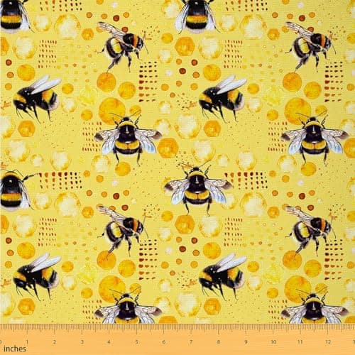 Bee Print Fabric by The Yard Yellow and Black Farm Animal Fabric for Girls Boys Kids and Home DIY Projects Watercolor Honeycomb Hexagon Geometric Fabric Hobby1 Yard PreCut36 L x 59 WNo Stretch
