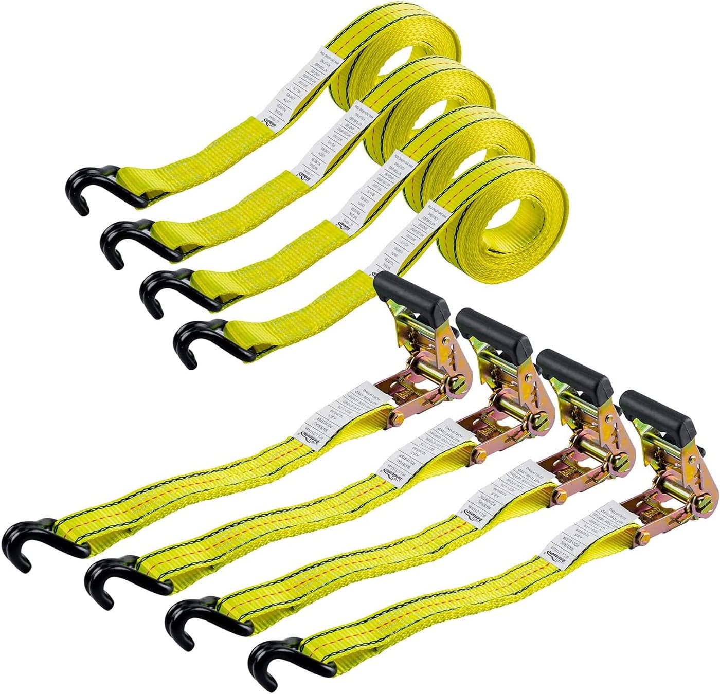 Autofonder 4pcs 1-1/2 x 15 ft Heavy Duty Ratchet Cargo Tie Down Straps 3000 lbs