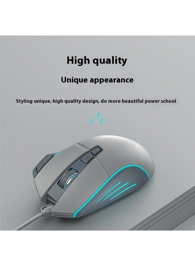 Wired Mouse, White, 7200 DPI Levels, 8 Backlit ons, Office and Gaming