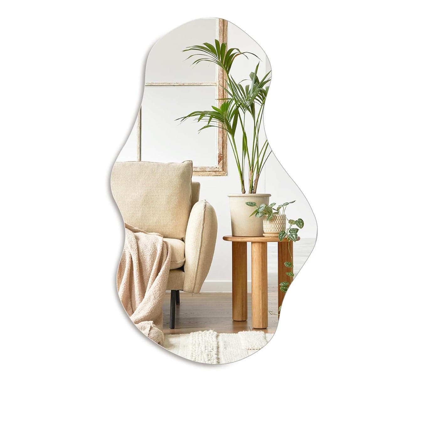 PERFNIQUE Irregular Wall Mirror Asymmetrical Mirror 28x17 Decorative Modern Mirror for Bathroom Bedroom Living Room Entryway Cloud Frameless Wall Mounted 28x17 Cloud