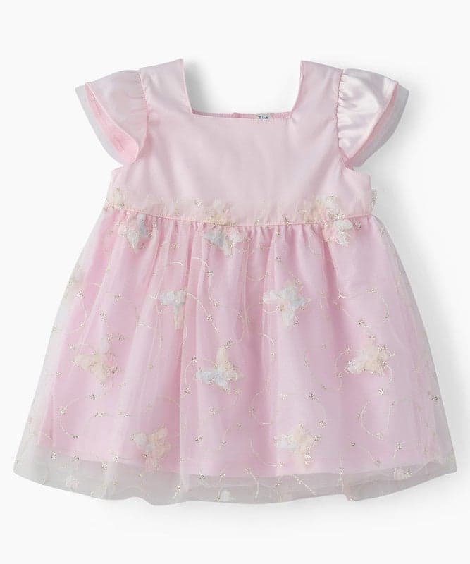 BABY GIRLS’ PARTY DRESS FEATURING A TEXTURED MESH