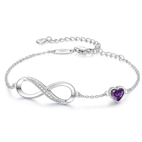 CDE Infinity Heart Symbol Charm Link Bracelet for Women 925 Sterling Silver Adjustable Mother's Day Gift Anniversary Jewelry Christmas Birthday Gifts for Wife Girlfriend Her