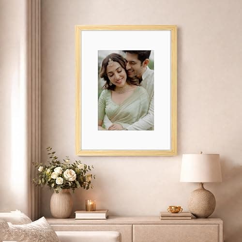 Art Street Synthetic Document Large Size Wall Photo Frame, Big Frames For Wall Artwork, Certificates, Picture & Photographs Home Decor (16x20 Inch, Matted To: 8x12-A4 Inch, Beige)