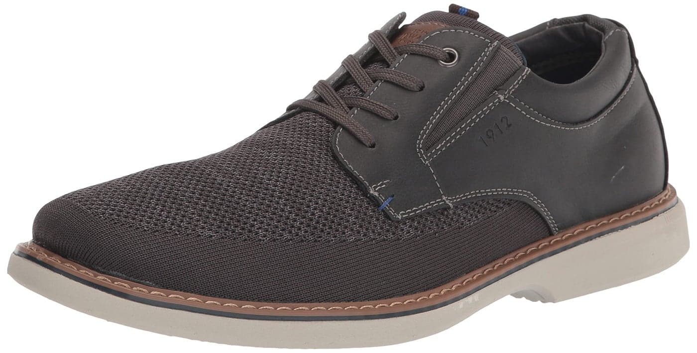 Nunn Bush Men's Otto Plain Toe Knit Oxford Lace Up with Lightweight Sole, Gray, 9