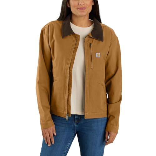 Carhartt Women's Rugged Flex Loose Fit Canvas Detroit Jacket, Carhartt Brown, Small
