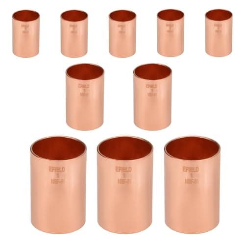 10Pack EFIELD 1 X 1 Copper Slip Couplings No Stop CxC Sweat Connection LF Copper Plumbing Fittings 1x1COPPER034
