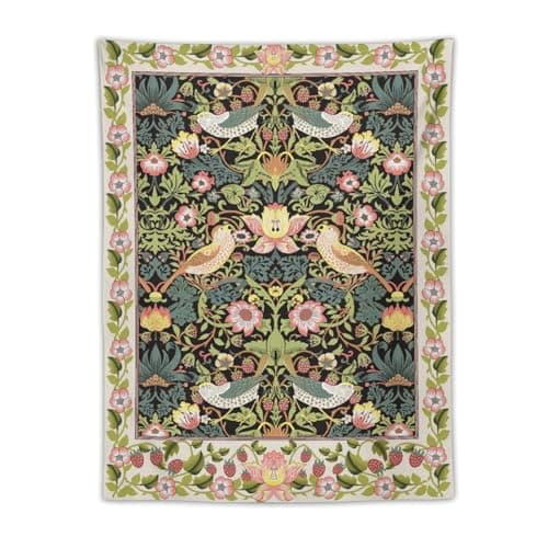 Yearn Jear William Morris Tapestry Wall Hanging,Retro Flower Strawberry Thief Floral Printed Modern Wall Art Decor,Retro Floral Home Decoration for Bedroom Living Room Dorm W30 x 40H Inch