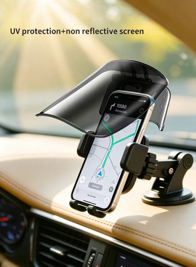 Car Phone Sun Visor, Multi Angle Foldable Anti Glare Sun Visor, Portable Clip, Easy to Install Phone Sun Visor