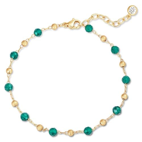 MEVECCO Gold Bracelet for Women 18K Gold Plated Green Agate Stone Custom Handmade Mixed Beads Charm Chain Bracelet Stack Jewelry Gifts