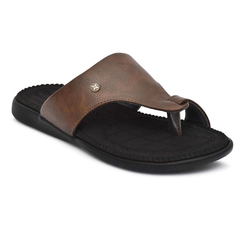 HEALTH FIT Ortho Care Super Extra Soft Anti-Skid Doubleu Flip-Flops Orthopedic Chappal/Slipper Breathable Soft Sole Ultra-Lightweight Slipper for Men's 7016 BROWN UK-9