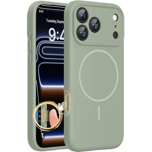 Miracase Magnetic for iPhone 17 Pro Max Case, Compatible with MagSafe, Integrated Silicone Camera Control Cover, 3.0mm Thicken Shockproof Drop Protection Phone Case for 17 ProMax, Patina Green