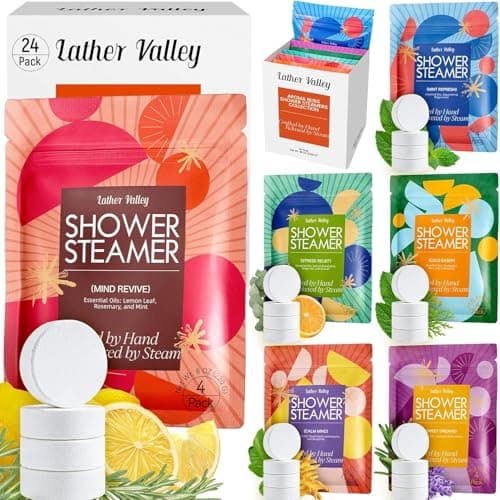 Aromatherapy Sport Shower Steamers 24 Pack Shower Bombs with 6 Scents 100 Pure Essential Oils Refreshing Relaxing Spa Birthday Gifts for Women Ideal Summer SelfCare Fathers Day Gift