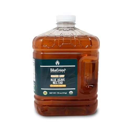 BLUE GREEN ORGANICS Light Blue Agave Nectar 176 oz 1 Gallon Bulk USDA Organic Low Glycemic Natural Sweetener for Coffee Baking Food Service Vegan NonGMO