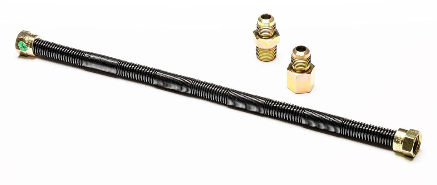 Dreffco 24 x 12 High Capacity Gas Flex Line Premium Quality Black NonWhistle Fire Pit Fireplace Dryer Gas Line Perfect Gas Line for NG or LP Fire Pits Versatile Usage Easy Installation