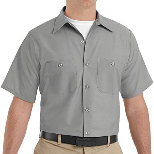 Red Kap Mens Industrial Shirt, Regular Fit, Short Sleeve, Light Grey, X-Large US