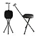 Yayayo Hold 440 lbs Folding Canes with Seat Walking Stick Height Adjustment Cane Seat Capacity Frosted Handle with Magnetic Therapy Stone Crutches Stool Square LED