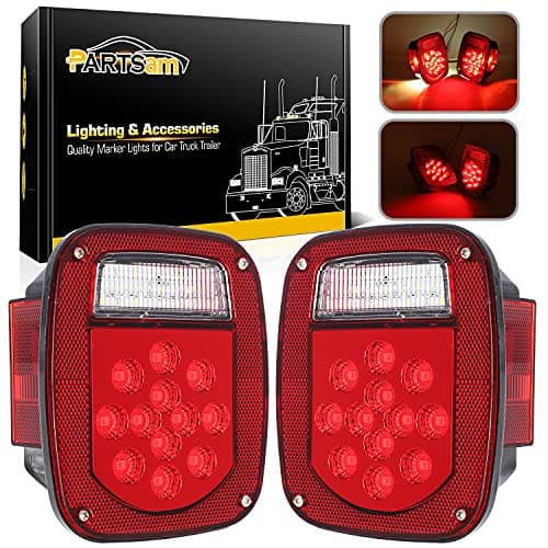 Partsam Square Rear Combination Tail Lights Lamps Assembly Compatible with 19792006 Wrangler TJ YJ CJ5 CJ7 Replacement Tail lamps Lights Assembly Passenger Side and Driver Side