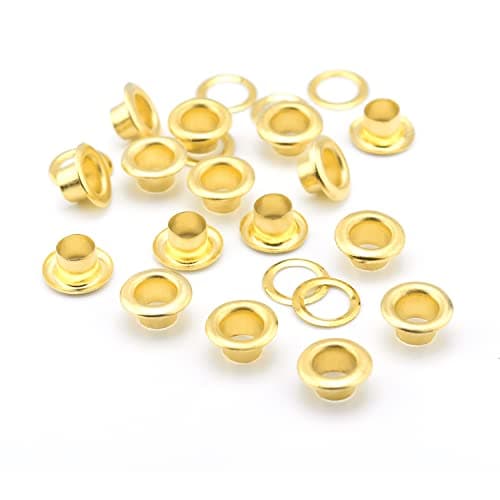200Sets 316 Inch Eyelets and Grommets Metal Eyelets Grommet Kit with Washers Backing Eyele for Fabric Clothing Tarps Leather Bag Shoes Curtains Hats Tents Repair and Decoration Gold