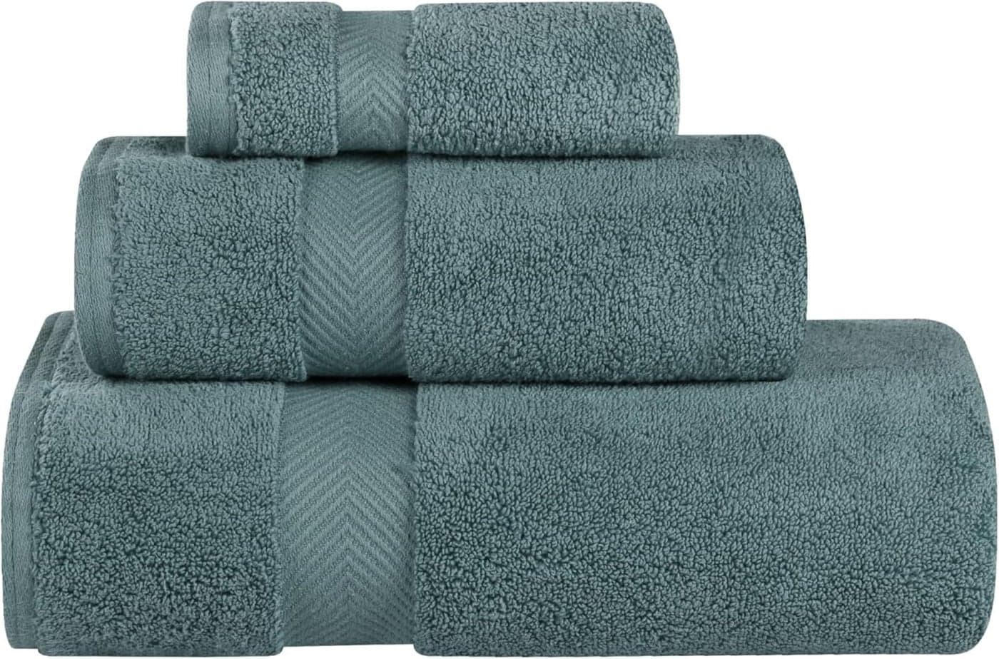 Superior Zero Twist 100 Cotton Towel Set 3Piece Set Extra Soft Bath Towel Face Towel and Hand Towel LongStaple Cotton Towels Jade