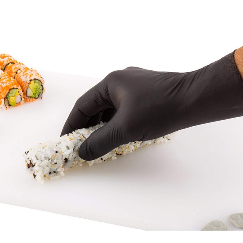 Restaurantware Extra Large Black Nitrile Gloves - Powder-Free Food Safe Gloves: Perfect for Kitchen Housekeeping and Janitorial Use - Disposable and Recyclable - 100ct Box