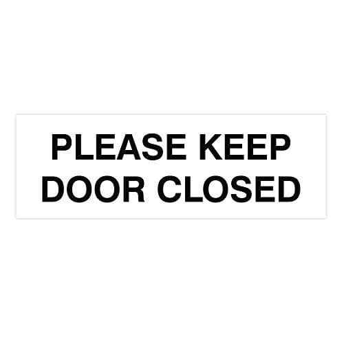 All Quality Basic Please Keep Door Closed Wall or Door Sign - Double-Sided Adhesive Foam Tape | Durable Material | Ensure Safety and Privacy (White) - Small (1 Pack)