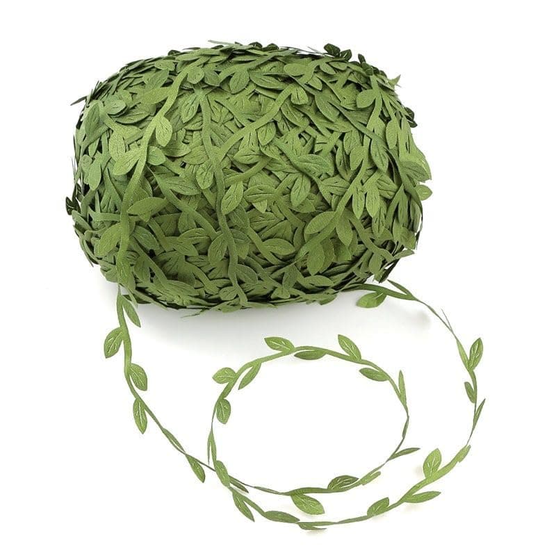 Feelmate Olive Green Leaves Leaf Trim Ribbon 40 Yards for DIY Craft Party Wedding Home Decoration Green