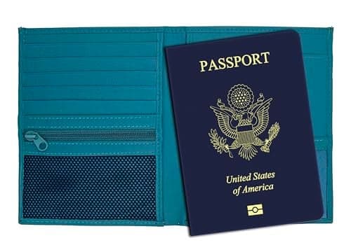 Teal RFID Genuine Leather Passport Wallet