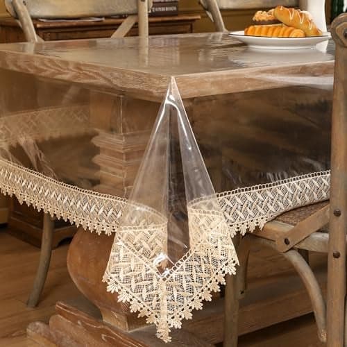 Walrus Clear Vinyl Tablecloth Protector Waterproof/Oil-Proof Plastic Square Transparent Sheet Table Cover (54X84 Inch)