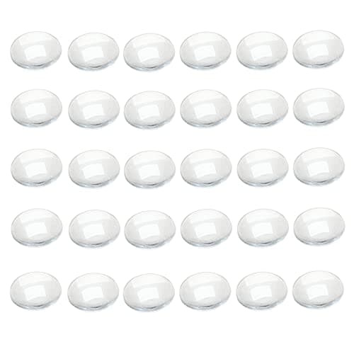 Glass Cabochons Dome Tiles, 30PCS 20mm, Thickness 5.8mm, Clear Round Flat Back Dome Cabochons Set for DIY Craft Photo Charms, Cameo Pendants, Rings, Necklace and Jewelry Making
