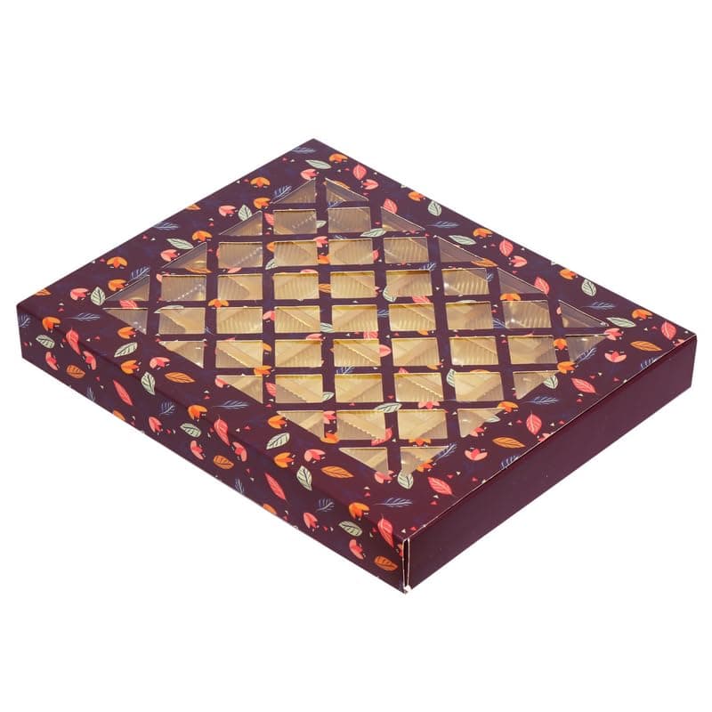 GROWNEX PRIVATE LIMITED Folding Chocolate Box with 20 Sections Purple Paperboard Chocolate Sweet Packaging 1025x85x125 Inch Pack of 40 Gifting Events and Celebrations Boxes